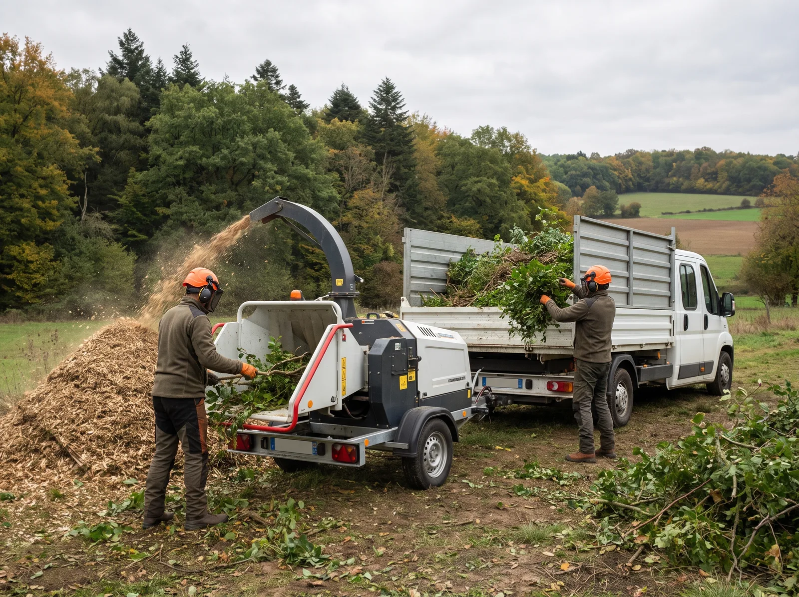 Broyage de branches et évacuation de déchets verts